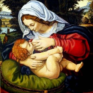 Matka Boska karmiąca, Madonna z zieloną poduszką 
